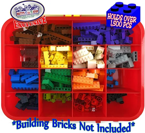 Vista 4 de Matty's Toy Stop Brik-Kase 2-GO - Estuche organizador de viaje, construcción, almacenamiento y organizador de 13 pulgadas con tapa de placa