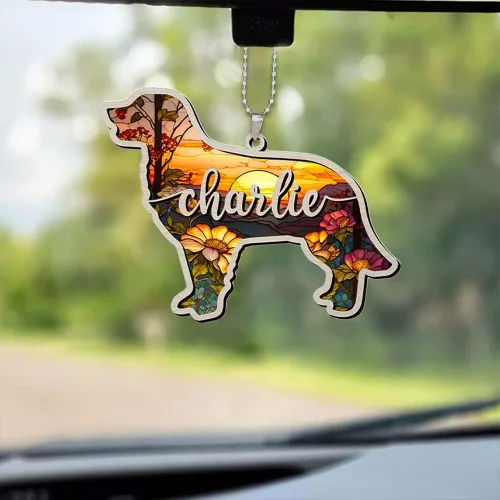 Vista 24 de Adorno conmemorativo personalizado para atrapasoles para perros, nombre personalizado y razas de perros, regalo para amantes de los perros, adorno