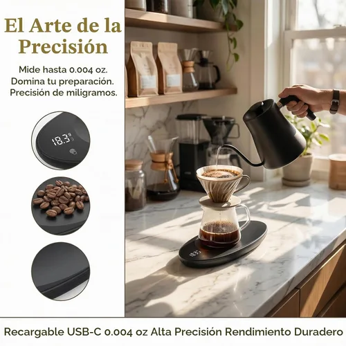 Vista 7 de Báscula de té digital 0.004 oz - Scal de café portátil recargable