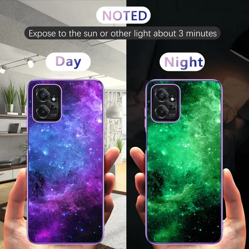 Vista 2 de GUAGUA Funda compatible con Motorola Moto G Power 5G 2023 de 6.5 pulgadas que brilla en la oscuridad, nebulosa espacial luminosa nocturna delgada