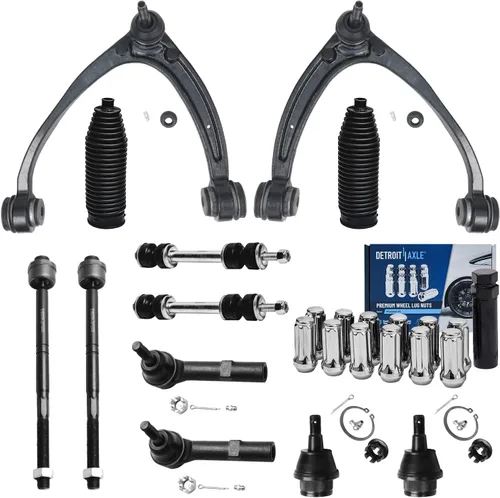 Vista 38 de Detroit Axle – 12 brazos de control superiores e inferiores delanteros con rótulas, barras de unión exteriores e interiores con topes, barras