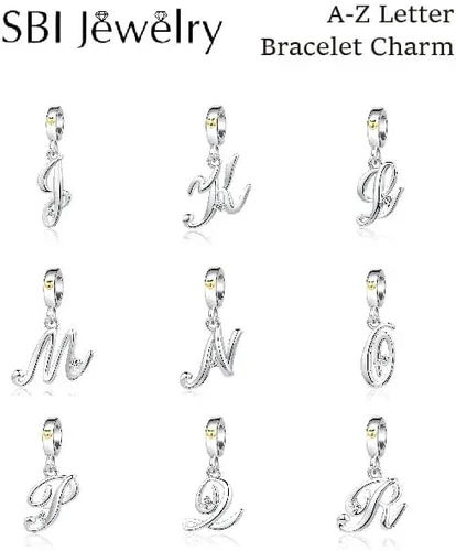 Vista 8 de Dije de nombre con letra inicial de la A a la Z para pulseras, collar para mujer, joyería de regalo para el alfabeto inglés, familia, colgante
