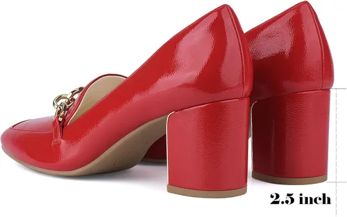 Vista 3 de JENN ARDOR Mocasines de tacón para mujer tacones de bloque, puntera cerrada, sin cordones, tacón medio de 2.5 pulgadas, zapatos de vestir y casuales