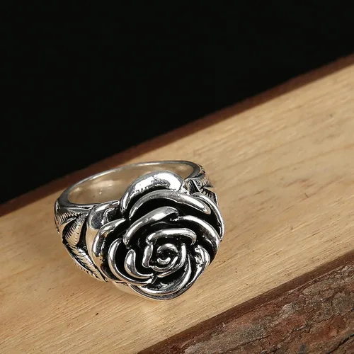 Vista 3 de IDesign Anillo de rosa retro Grunge Y2k Vintage Flower Ring para mujeres y hombres