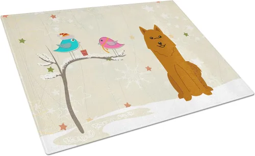 Vista 65 de Caroline's Treasures BB2513LCB - Tabla de cortar de vidrio con texto en inglés "Christmas Presents between Friends" Airedale Terrier - Tabla