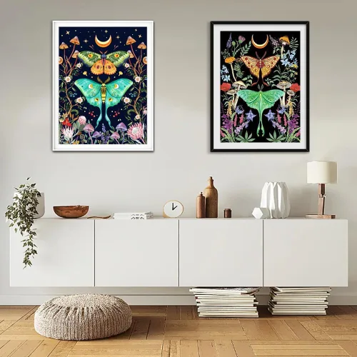 Vista 3 de FILASLFT Kits de Arte de Diamante para Adultos Mariposa Luna, Kit de Pintura de Diamantes de Mariposa para Principiantes, Flor de Seta Lunar Punto