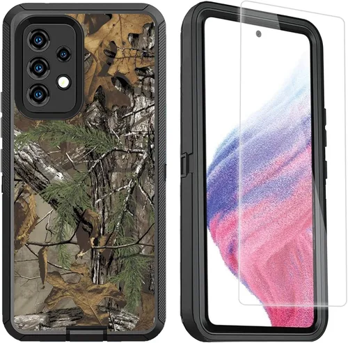 Vista 8 de Funda compatible con Samsung Galaxy A53 5G para mujeres y niñas, diseño de vaca, funda de lujo A53 5G con protector de pantalla, resistente a prueba