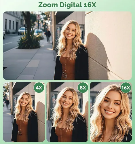Vista 3 de Cámara digital, cámara digital de pantalla dual de 56 MP mejorada en 2026, cámaras compactas con batería integrada con zoom de 16X, cámaras de viaje