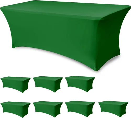Vista 19 de Funda Elástica para Mesa para Mesas Rectangulares de 4 pies - Paquete de 8 Manteles de Spandex Azul Aguamarina con Elástico - Para Mesas Plegables
