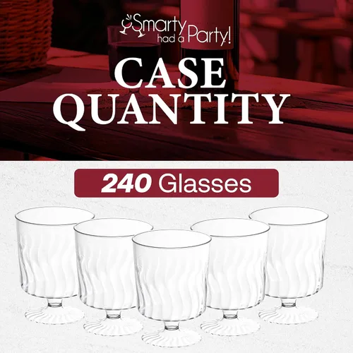 Vista 7 de Smarty Had A Party Elegantes copas de vino de plástico de 8 onzas con tallo – Copas de agua desechables de 4 pulgadas de alto a granel para bodas