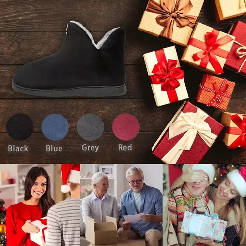 Vista 7 de Pantuflas para hombre y mujer, con forro de piel cálida, espuma viscoelástica, para invierno, para casa