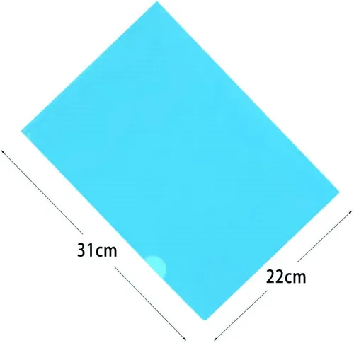 Vista 2 de Fundas transparentes tipo L para documentos A4, bolsillos seguros para proyectos, 12 piezas, color azul Carpeta de proyectos de carga superior