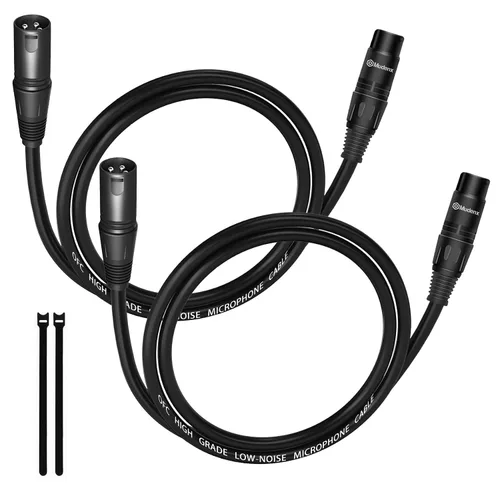 Vista 8 de Paquete de 2 cables XLR cortos de 1.6 pies, cable de micrófono equilibrado XLR macho a hembra de 3 pines, cable de micrófono blindado OFC de 1 pie