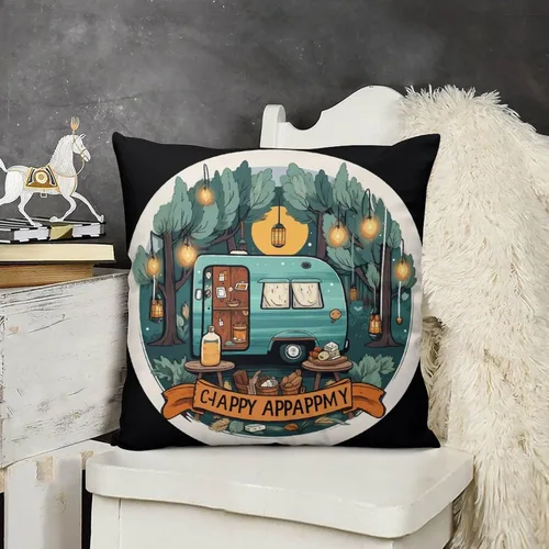 Vista 16 de Fundas de almohada estilo campista con diseño de casa rural, estilo campista, estilo vintage, cuadrada, para sofá, sala de estar, dormitorio