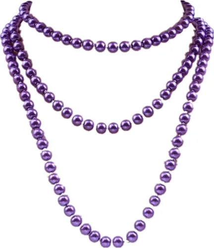 Vista 11 de Collar largo de perlas de los años 20, collar de perlas de imitación con cuentas largas, collar de perlas largas de los años 20, joyería de disfraz