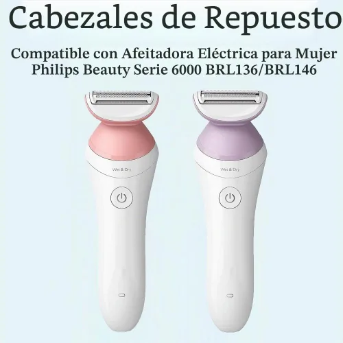 Vista 3 de Cabezal de repuesto BRL136 de 2 unidades para modelos Philips Satinshave BRL146 Beauty Lady - Cuchilla de repuesto para afeitadora
