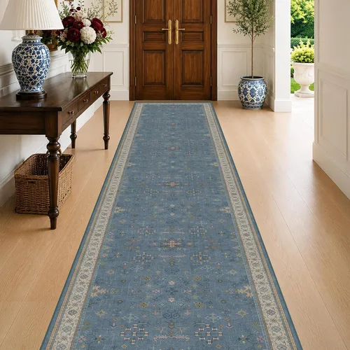 Vista 161 de Hazo Haus – Alfombra pequeña para entrada, cocina o baño, antideslizante con base de goma, resistente a las manchas y a la decoloración, diseño