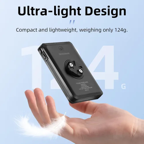 Vista 6 de ROCKBROS - Luz de bicicleta compatible con Garmin Bike Computer Bicycle Power Bank Faro de bicicleta recargable diurno, luz delantera ligera e