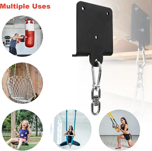 Vista 4 de Soporte de suspensión de bolsa de boxeo resistente, soporte de suspensión de bolsa de 360°, rotación de 360°, gancho de vigas de madera