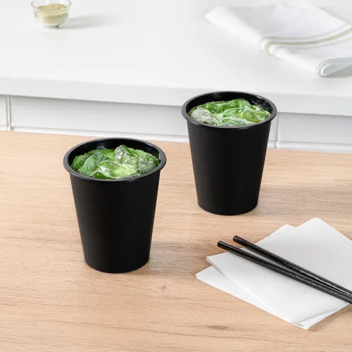 Vista 3 de Restaurantware -Bev Tek Vasos de plástico de 12 onzas, 100 vasos desechables para bebidas – Las tapas se venden por separado, sirven bebidas Negro