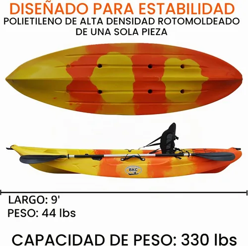Vista 2 de BKC FK184 - Kayak de pesca de 2.74 m de eslora con un asiento individual y remo incluido