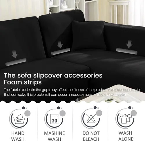 Vista 5 de Fundas de Sofá Seccional 2 Piezas Fundas Elásticas para Sofá Funda Deslizable en Forma de L para Sofá Chaise Funda Protectora de Muebles para Niños