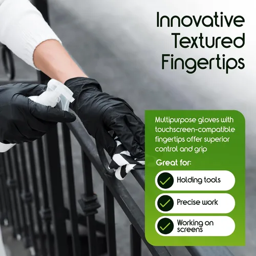 Vista 7 de Inspire 6 or 8 Mil HEAVY DUTY Stretch Nitrile Black Gloves Disposable Latex Free