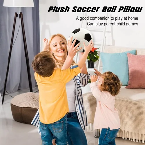 Vista 5 de Almohada en forma de bola de felpa de fútbol de 11 pulgadas, juguete de decoración de habitación de niño de fútbol