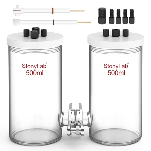 Vista 8 de stonylab Células electrolíticas tipo H, electrolizador de membrana de intercambio iónico reemplazable de borosilicato células electroquímicas