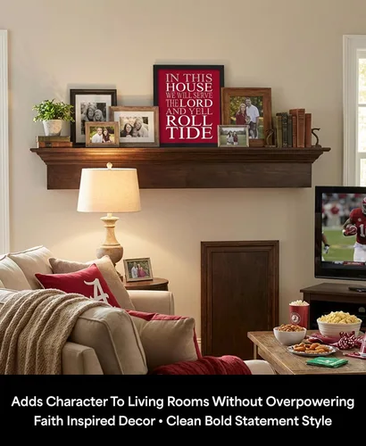 Vista 7 de In This House We Serve the Lord - Arte de pared con citas de fútbol americano, decoración de pared inspiradora para el hogar, oficina, dormitorio
