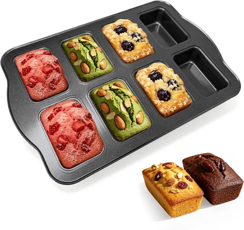 Vista 18 de Mini moldes para hornear – Sartenes antiadherentes para hornear pasteles caseros, molde de acero al carbono para pan de plátano, pastel de carne