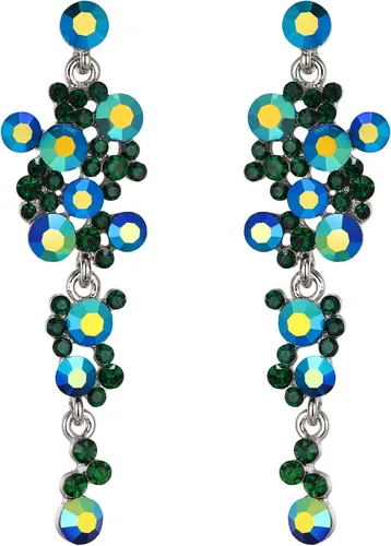 Vista 6 de Flyonce Aretes largos colgantes de cristal para mujer, bohemios, florales, para boda