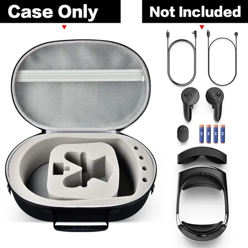 Vista 3 de Carrying Case Compatible with MetaOculus Quest Pro, Virtual Reality Headset Game System Storage Holder, VR Accessories Travel Organizer for