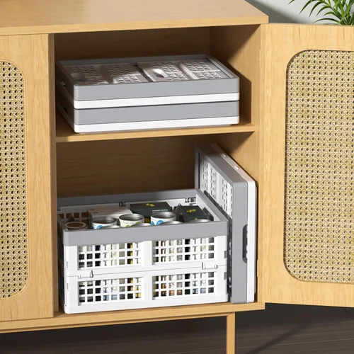Vista 5 de 4 paquetes de cajas plegables para leche de 15 litros, contenedor de almacenamiento Foldable Space-Saving Design, Plastic Stackable Utility