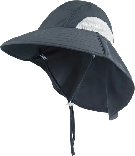 Vista 6 de Connectyle Sombrero de sol con protección UV de ala grande para niños con solapa para el cuello, gorra de pesca de malla Azul