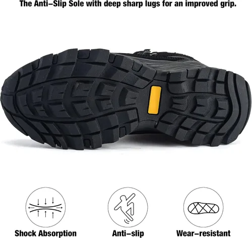 Vista 4 de SILENTCARE Botas de senderismo para hombre, impermeables, ligeras, antideslizantes, de tiro medio, para exteriores, trabajo, senderismo, montañismo