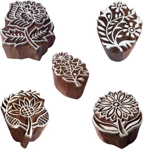 Vista 14 de Royal Kraft Sellos de impresión de madera de elefante (juego de 5) - DIY Henna tela textil papel arcilla cerámica bloques Htag2201