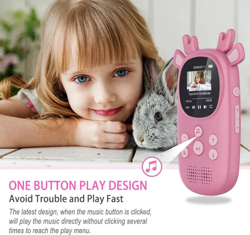 Vista 5 de Reproductores MP3 de 32 GB para niños, lindo reproductor de música portátil Bluetooth para niños con renos, reproductor MP3 para niños con Bluetooth