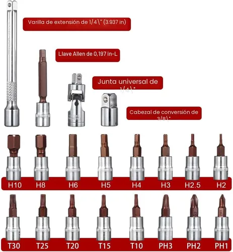 Vista 3 de Juego de llaves BULLTOOLS dinamométricas con accionamiento de 1/4 pulgadas de dirección dual. Llave dinamométrica ajustable de 90 dientes con Juego