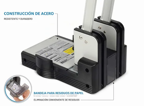 Vista 2 de Carl, Heavy Duty 2 agujeros, perforadora de papel de 100 hojas, azul, gris
