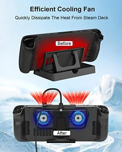 Vista 3 de Cooling Fan for Steam Deck DockHacksya Stand Base for Steam Deck with KickstandSteam Deck Cooler Accessories Compatible with Valve Steam Deck