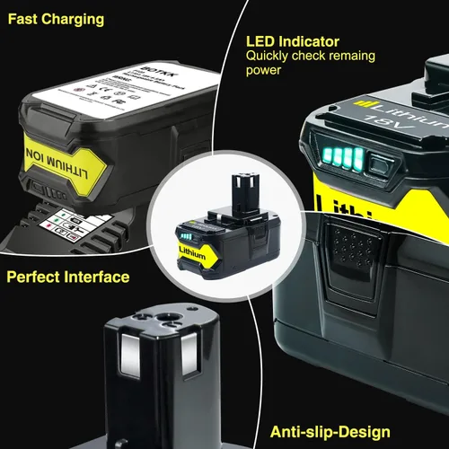 Vista 5 de Paquete de 2 baterías mejoradas P108 de 18 V compatibles con Ryobi 18 V batería de repuesto para Ryobi 18V ONE+ batería PBP005 P108 P102 P103 P104