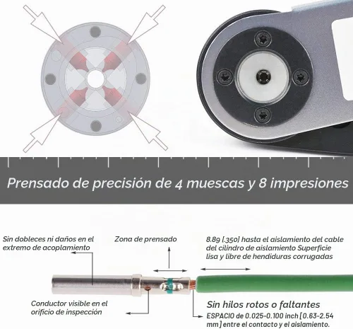 Vista 6 de JRready JRD-HDT-48 Deutsch - Herramienta de engarzado de contactos sólidos HDT-48-00 para tamaño 12, 16, 20 pines Deutsch, funciona con conectores