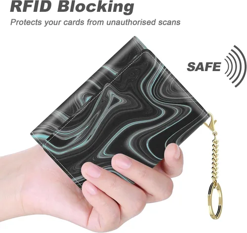 Vista 4 de Nipichsha Cartera pequeña para mujer, con bloqueo RFID, delgada, triple pliegue, de cuero, tarjetero para mujer, mini cartera con bolsillo lindo