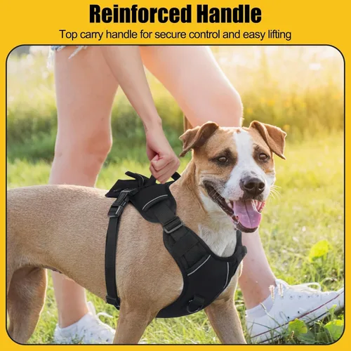 Vista 5 de Arnés para perros de tamaño pequeño, arnés de chaleco para perro sin tirones con asa de fácil control, arnés ajustable reflectante para perros que