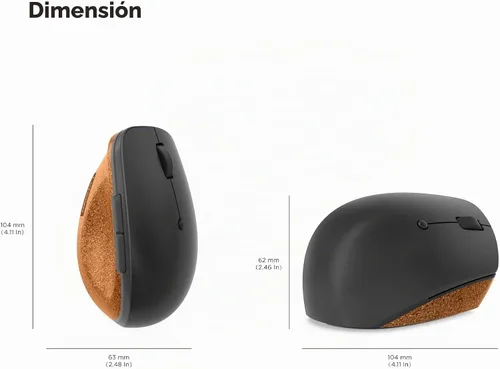 Vista 5 de Lenovo Go - Ratón vertical inalámbrico para computadora - Ecológico, agarre ergonómico de 45 grados, para diestros, botones programables – Receptor