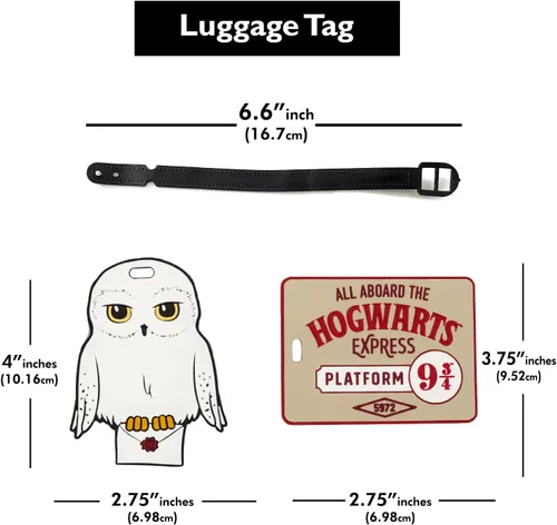 Vista 6 de Harry Potter Hedwig The Owl and Hogwarts - Etiquetas de equipaje de PVC 9-34 juego de 4