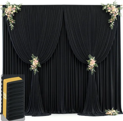 Vista 44 de 20 pies x 12 pies Cortinas de Telón de Fondo Azul Bebé Sin Arrugas para Bodas y Fiestas, Telón de Fondo de Tela Azul, Cortinas para Bodas