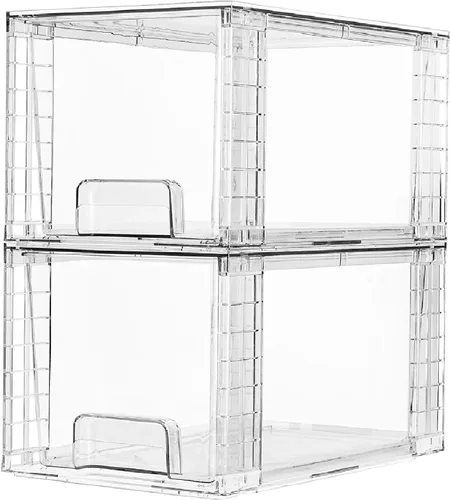 Vista 14 de Vtopmart - Paquete de 4 cajones apilables grandes, color negro Negro (paquete de 4)