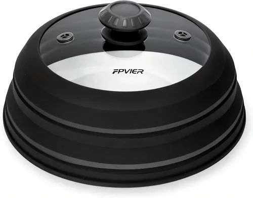 Vista 11 de FPVIER Cubierta plegable para salpicaduras de microondas - Tapa ventilada de silicona y vidrio con mango de fácil agarre, se ajusta a platos